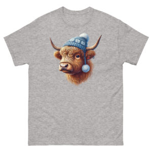 Unisex Shirt – Highland Bull Bommelmütze blau VT54