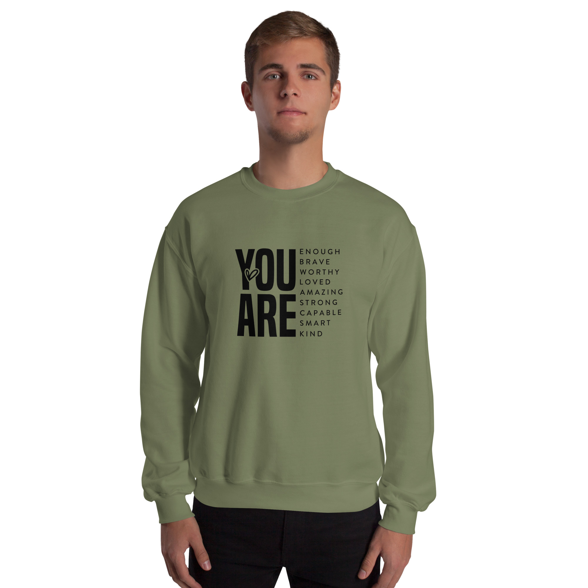 unisex-crew-neck-sweatshirt-military-green-front-677f9cd681b10.jpg